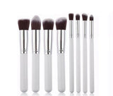 8pc Chrome Silver Professional Makeup Brush Set – Black, White or Pink – Free UK Delivery