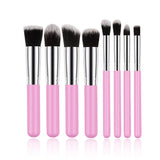 8pc Chrome Silver Professional Makeup Brush Set – Black, White or Pink – Free UK Delivery