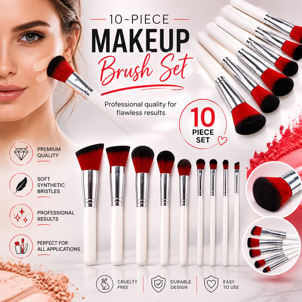 10-Piece Spectrum and Prism Coloured Makeup Brush Set