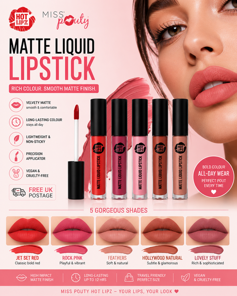 Miss Pouty HOT LIPZ Matte Liquid Lipstick – Luscious Colour with a Smooth Matte Finish
