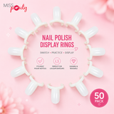 Miss Pouty Fake Nail Rings – Nail Polish Colour Display, Nail Art Practice Tips &amp; Swatch Rings (50 Pack)